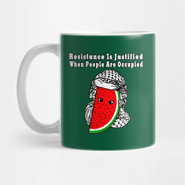 Resistance Is Justified When People Are Occupied - Watermelon Keffiyeh - Full Wrap - With Eyes -Front by SubversiveWare